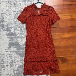 Elegant Lace Red Dress